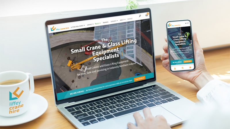 New Liffey Crane Hire website on laptop and mobile phone